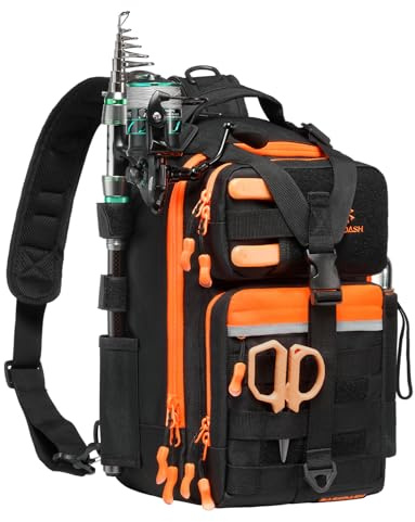 Bassdash Mochila de Pesca Convertible con Portacañas, Ajustable y Resistente al Agua FP07