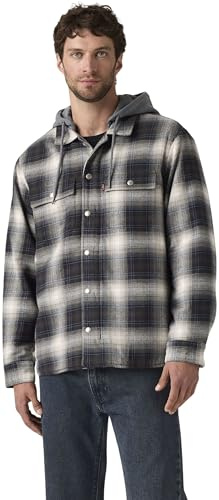 Levi's Homme Veste Francisco Sherpa Flannel avec Fermeture éclair, Standard Fit, Gris (Warwick Plaid Dark P), L