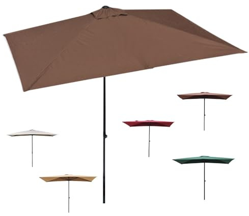 IMUNKT Demi-Parasol Rectangulaire Parasol Mural De Balcon 200x100cm 250x130cm, Réglable en Hauteur, pour Jardin Terrasse Café(Coffee,250x130cm/8x4ft)