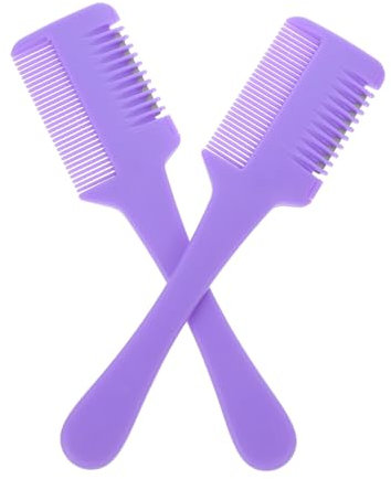 Lot De 2 Peignes De Coupe De Cheveux : Rasoir À Double Tranchant, Peigne Pour Cheveux Fins Et Épais, Ciseaux De Coiffure, Tondeuse Pour Pointes Fourchues, Violet