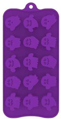 Moules de chocolat en silicone Halloween - Moule à bonbons gélifiés au chocolat d'Halloween, 15 cavités, compatible micro-ondes, pour mini-savons, pâtisseries, gâteaux, cire fondue, mini-bougies