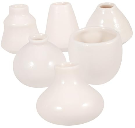 JOINPAYA 6pcs Mini Ceramic Small for Desktop Decoration White Porcelain Planters with Breathable Material and Lightweight Flower Pots for Home Office Balcony Windowsill Creative Idea