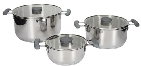 Lot de 3 Faitouts en Inox Empilable 25cm Argent