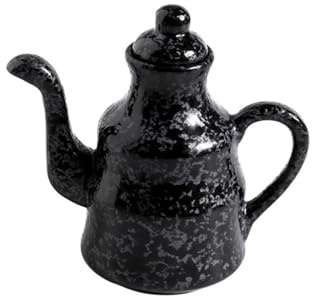 Botella dispensadora de aceite de cerámica, dispensador de condimentos con tapa, aceitera decorativa, vinagrera vintage for aceites, salsas y vinagres.(Black)