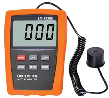 Luxmetro, LX1336B Misuratore di luce digitale LCD 10-200000 cd/m2 Misuratore di luce Rilevatore di luminosità UV lineare for TV CRT Schermo LED Mantenimento dati