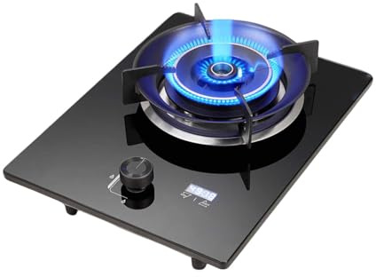 Réchaud À Gaz Portable À 1 Brûleur, 5,2 KW, Avec Anneau De Feu, Kit D'alimentation En Gaz NG/GPL, Verre Trempé Noir, Avec Protection Contre L'extinction(LPG)