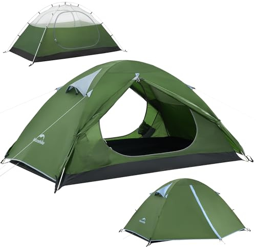 Naturehike Blyk Ultralight kupoltält vattentätt (3 000 mm) tält 2–3 personer lätt tält för camping, vandring och vandring (grön/2 personer)
