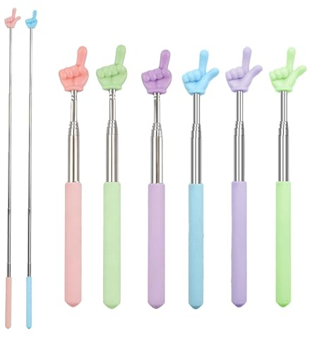 TIANCEWAN Puntero Telescópico para Niños, Mini Lápiz Educativo de Mano 8 Piezas Set, Puntero de Dedo de Acero Inoxidable para Aula, Museos y Aprendizaje Familiar, Seguro y Duradero.