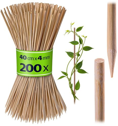 KADAX Lot de 200 tuteurs en bambou 40 cm x 4 mm - Bâtons en bambou pour plantes - Support pour plants - Tuteurs de fleurs - Tuteurs pour plantes grimpantes (naturel)