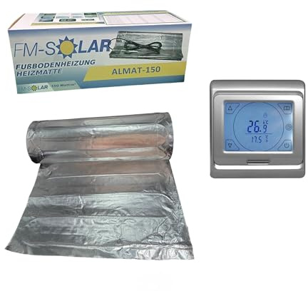 FM-SOLAR Riscaldamento elettrico a pavimento, 2,5 m², 150 W/m², in alluminio + termostato Digital Touch argento