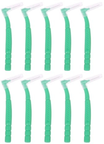 Interdentalborstar och tandtrådspinnar, Interdentalborste L-formad flerfärgad 8,5 cm Förpackning med 10 st(Green)