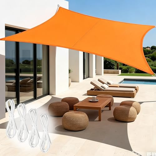HYZYWON Toldos Exterior Terraza, 2x4 m, Naranja, Vela de Sombra Exterior, Toldos Vela, Lona de Sombra, Tela para Toldo, Resistente Agua Sol, Incluye 4 Cuerdas, para Terraza Jardín Patio (Naranja, 2x4)