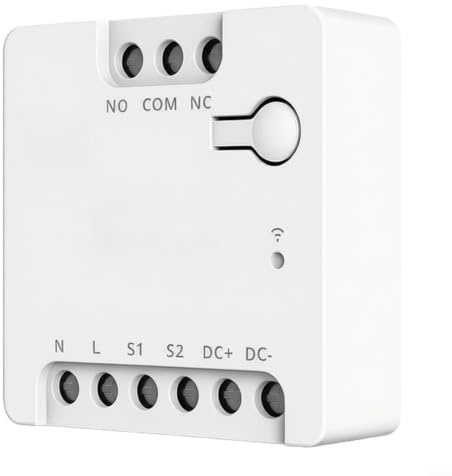 för zigbee Dry Contact för relä för smart hemautomatisering, 110–240 V AC/12–48 V DC, NO/NC omkopplare för garageport och för alexa-kompatibel, vit