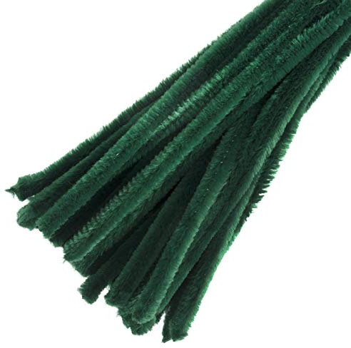 Trimits Craft Synthetic Chenille Stem Pipe Cleaners, 30cm x 12mm, Green