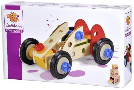 Eichhorn - Set de Construcción de Madera para Crear hasta 3 Modelos de Coche, para Niños a partir de 3 Años