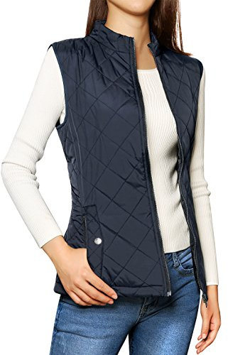 Allegra K Women's Puffer Vest Sleeveless Lightweight Zip Vests with Pockets
