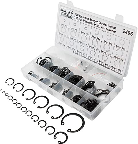 CCLIFE 300 delar inre sjöfarare ring Ø 3–32 mm fjäderringsset sjöring sortiment säkringsring för E-klämma