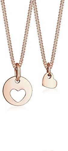 Elli Halskette Damen Set Herz Cut Out Mutter Kind in 925 Sterling Silber