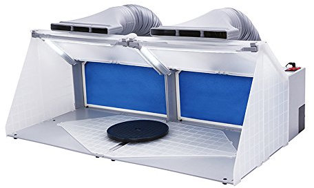 Ophir 2 Sets of Airbrush Spray Booth Kit with Led Lighting Filter Portable Paint Spray Booths for Model Hobby,Crafts,Nails,Cake,T-Shirt (2) 16.5 Wide x 19 Deep x 13.5 High Blue and White