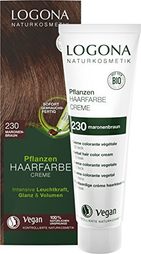 LOGONA Naturkosmetik Pflanzen-Haarfarbe Creme 230 Maronenbraun, Braune Natur mit Henna, 150 ml