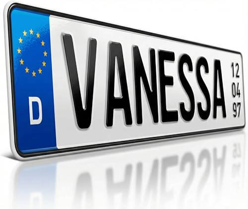 TA TradeArea Namensschild mit Geburtsdatum individualisierbares geprägtes Nummernschild egal ob Taufe oder Geburtstag (EU-Namensschild)