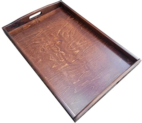 Großes Serviertablett aus Holz, 60 x 40 x 5,5 cm, Braun