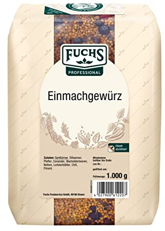 Fuchs Professional - Einmachgewürz ganz | 1 kg im großen Beutel | Zum Einmachen von Gemüse oder zum Verfeinern von Antipasti, Fleisch,- oder Fischgerichten