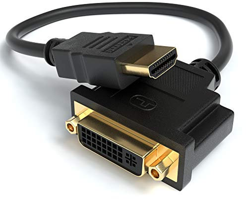 JAMEGA – HDMI Auf DVI Adapter | HDMI Stecker Zu DVI Buchse 24+5 Kabel Konverter | 4K High Speed HDTV Bis Zu 1080P Full HD Vergoldete Kontakte Für TV, Beamer, PC UVM.
