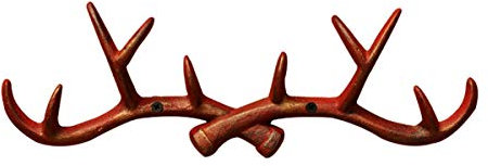 TentHome Vintage Garderobe Haken Geweih Wandgarderoben Deko Wand Hirschgeweih Garderobenhaken Antik Gusseisen Wandhaken Landhaus Kleiderhaken Rot