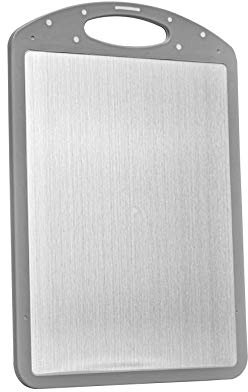 Onlyfire Tagliere Tagliere in acciaio inox doppio uso per carne, formaggio, frutta e verdura, ceppo da macellaio da cucina con foro per appendere