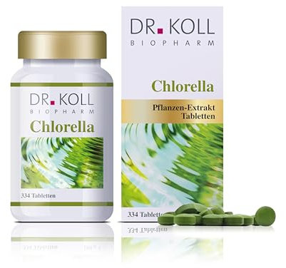 Dr. Koll Bio Chlorella Tabletten – Natürliches Nahrungsergänzungsmittel 100% Chlorella vulgaris | Hochdosiertes Vitamin B12 Supplement | 334 Tabletten Made in Germany
