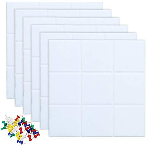 Uoisaiko Große Filz Pinnwand Selbstklebend mit 30 Pinnnadeln, 6 Stück 30x30cm Filzboard Memotafeln Memo Boards Bulletin Board Wanddekoration für Büro Küche, Fotos Memos