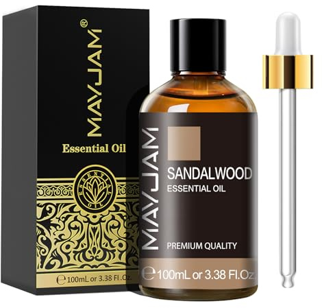 MAYJAM Sandelholz Ätherisches Öle für Diffusor 100ML | Sandelholzöl für Luftbefeuchter, DIY, Home, Wardrobes