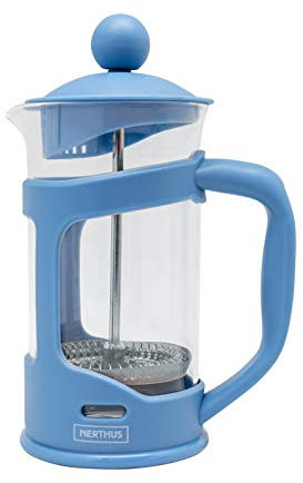 NERTHUS FIH 791 Cafetera Francesa de Émbolo, PP/Vidrio de Borosilicato/SS, AZUL, 350 ml