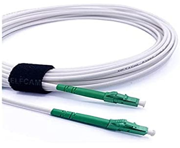 Elfcam® - Cavo Fibra Ottica LC/APC per LC/APC Simplex Monomodale, OS2 9/125µm, Bianco (0,5M)