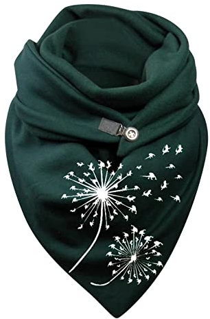 Damen Schal, Dreiecksschal Elegant Feder Drucken Button Knopf Dreieckstuch Warmee Lässige Herbstschal Winterschal Karo Tartan Streifen Halstücher Cape Herbstschal Weich Scarf Lätzchen Dreieckstuch