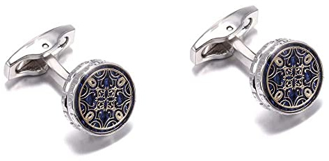Hinleise Gemelli da uomo classici ed eleganti gemelli rotondi in metallo con scatola di gemelli per abiti, camicia e polsini, accessori per feste, compleanni, laurea