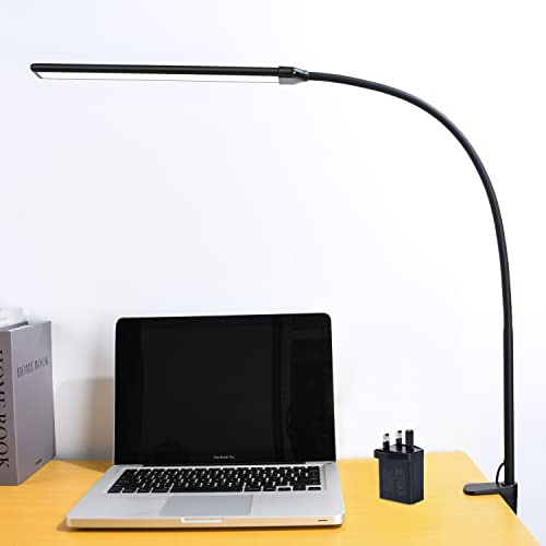 CeSunlight 26 Gooseneck Workbench Light, 11W LED Desk Lamp with UK Adapter | Metal Clamp Desk Lamp, 850LM Eye Caring Task Light, 3 Modes, for Hobby Office