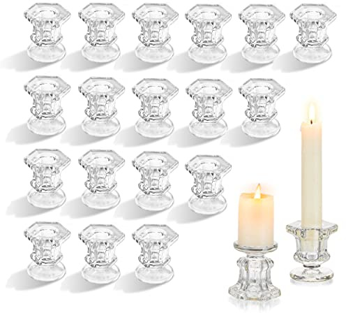 Glasseam Glas Kerzenständer Stabkerzen: 20 Stück Kerzenhalter Stabkerze