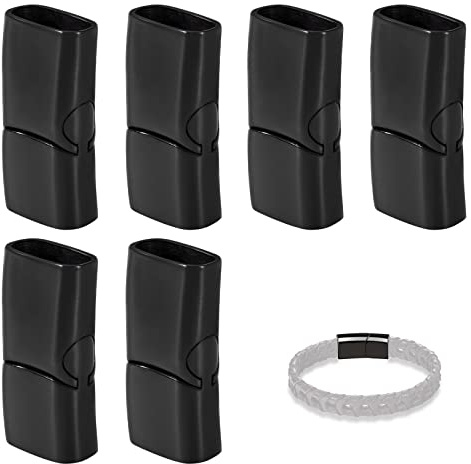 Armband Verschlüsse Magnetic Endkappen zur Schmuckherstellung in Edelstahl Rectangle für Lederseil Halskette Lederband Schnalle Bohrung: 12x6mm