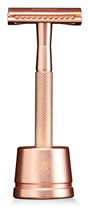 Bienenwixe Rasierhobel I Hautfreundliche Rasur mit rutschfestem Griff, Plastikfreier Rasierhobel, Ideale Geschenkidee für Anfänger, Hochwertige Qualität für Männer und Frauen (Rosé Gold)