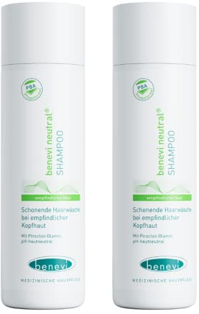 benevi Shampoo 2 x 200 ml für empfindliche, trockene, juckende, gereizte Kopfhaut und Haare. Besonders mild. Auch bei zu Neurodermitis oder Schuppenflechte neigender Kopfhaut geeignet.