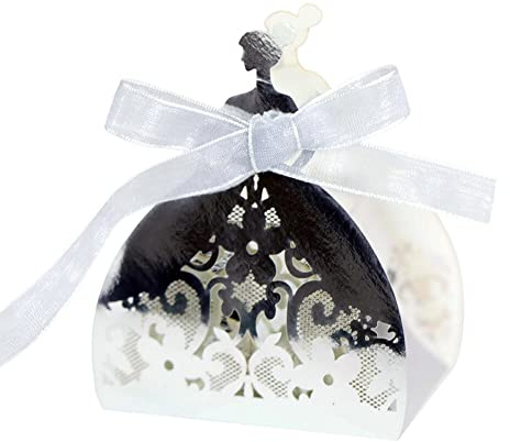 50 Stück Süßigkeiten Geschenkboxen, Hohle Mädchen Geschenkschachtel Kleine Schmuckkartons Geschenkbox Schokolade kartons Bonboniere Kasten Schachteln für Hochzeit, Party, Geburstag, Süßigkeiten
