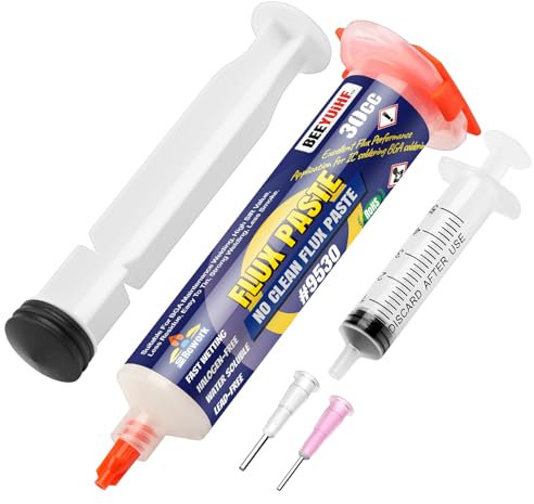 BEEYUIHF Soldering Paste Flux, No-Clean Solder Flux, SMD Soldering Flux for Electronics, 30 mL Syringe Electronics Flux for BGA IC CPU PCB (1.62oz/46g) #9530