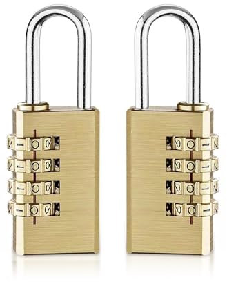Lot de 2 petits cadenas à combinaison à 4 chiffres - En laiton - Résistant aux intempéries - Pour porte, clôtures de jardin, armoires, valises