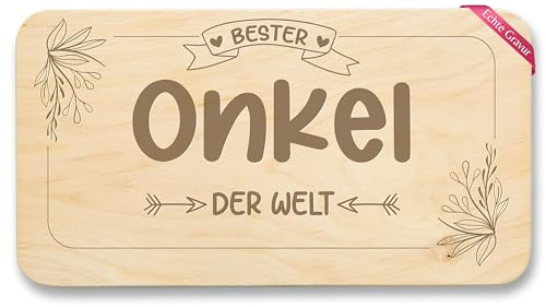 Frühstücksbrettchen Holz - Frühstücksbrett - Bester Onkel der Welt Geschenk Onkels Geschenkidee Weihnachten I Geburtstag - 22x12 - Holz - onkelbrett nichte uncle für frühstücksbretter