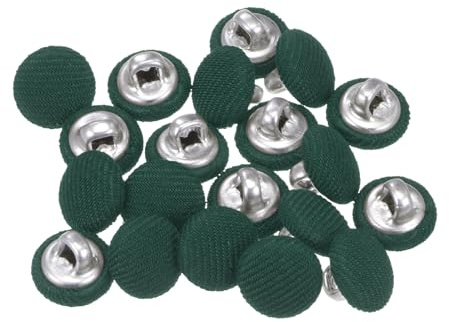 QUARKZMAN 20 Stück Knöpfe mit Stoffüberzug 10mm Runder Metallschaft Ösen Stoffknöpfe mit Stoff bezogen Nähknöpfe Vintage Ösenknöpfe für Anzüge Kleider Blusen Bastel DIY, Armeegrün