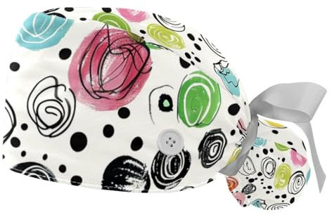 YTYVAGT 2-Pc,Gourd-Shaped Working Cap,Fisherman Hat with Buttons and Cotton Sweatband,Easter Doodle Ornamental Eggs