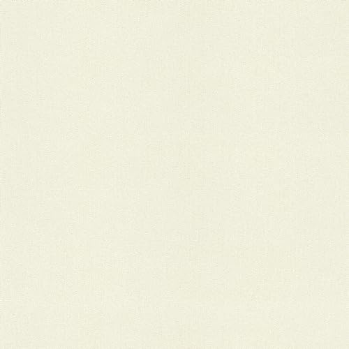Rasch Tapete 441666 - Vliestapete mit feiner Struktur in Creme-Weiß, Glitzer-Tapete, einfarbig, strukturiert - 10,05m x 0,53m (LxB)