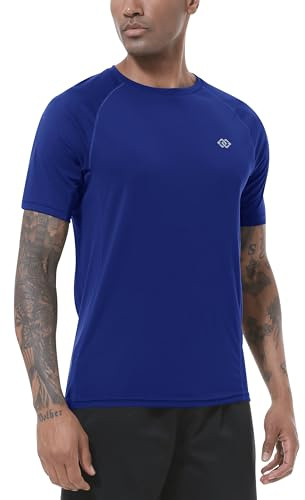 MoFiz Anti-UV T-shirt Herr Snabb Kortärmad Andningsbar Rashguard Torkning Surf Löpning Simning, Grå/blå 1, XXL